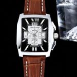 BREITLING Black and White Silver Case Square Watch